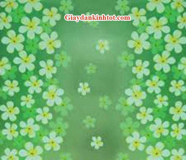 Mẫu giấy dán kính trang trí hoa đại 5 cánh màu xanh lá cây